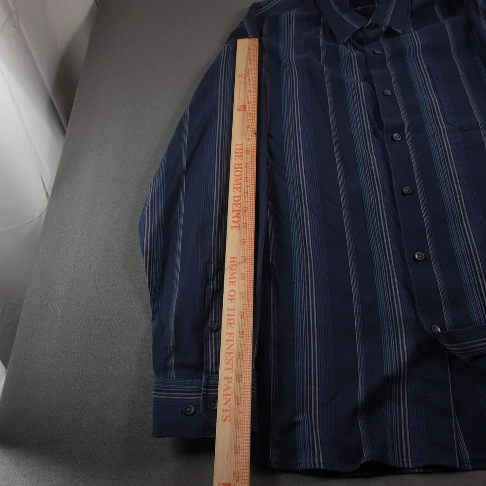 Tommy Bahama Silk Cotton Striped Long Sleeve Men Shirt XL Vacation Coastal Beach